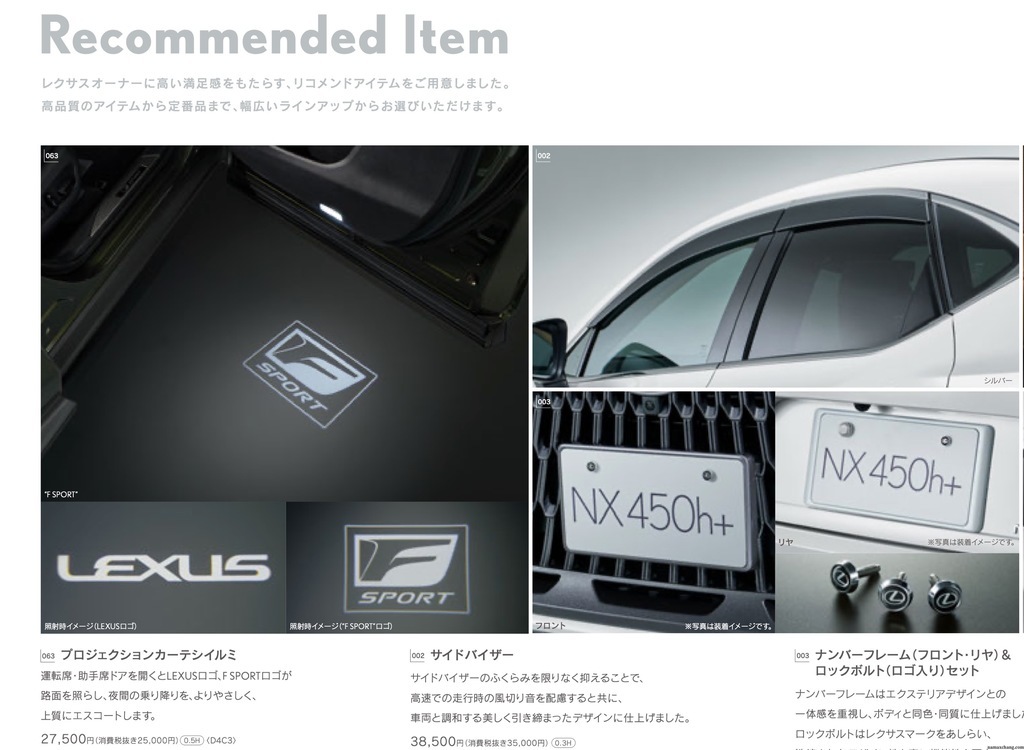LEXUS 新型NX　純正 ナンバーフレーム (ロックボルト付）